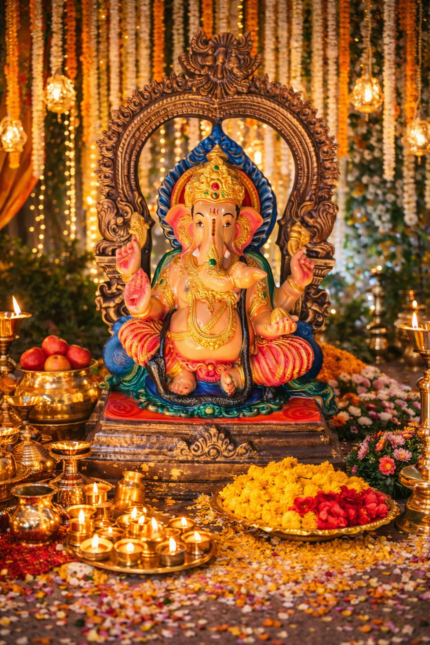 Eco-Friendly Fiber Ganpati Idol for Home & Festival Decoration