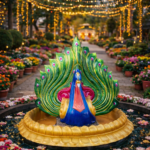 Handcrafted Decorative Fiber Peacock Statue