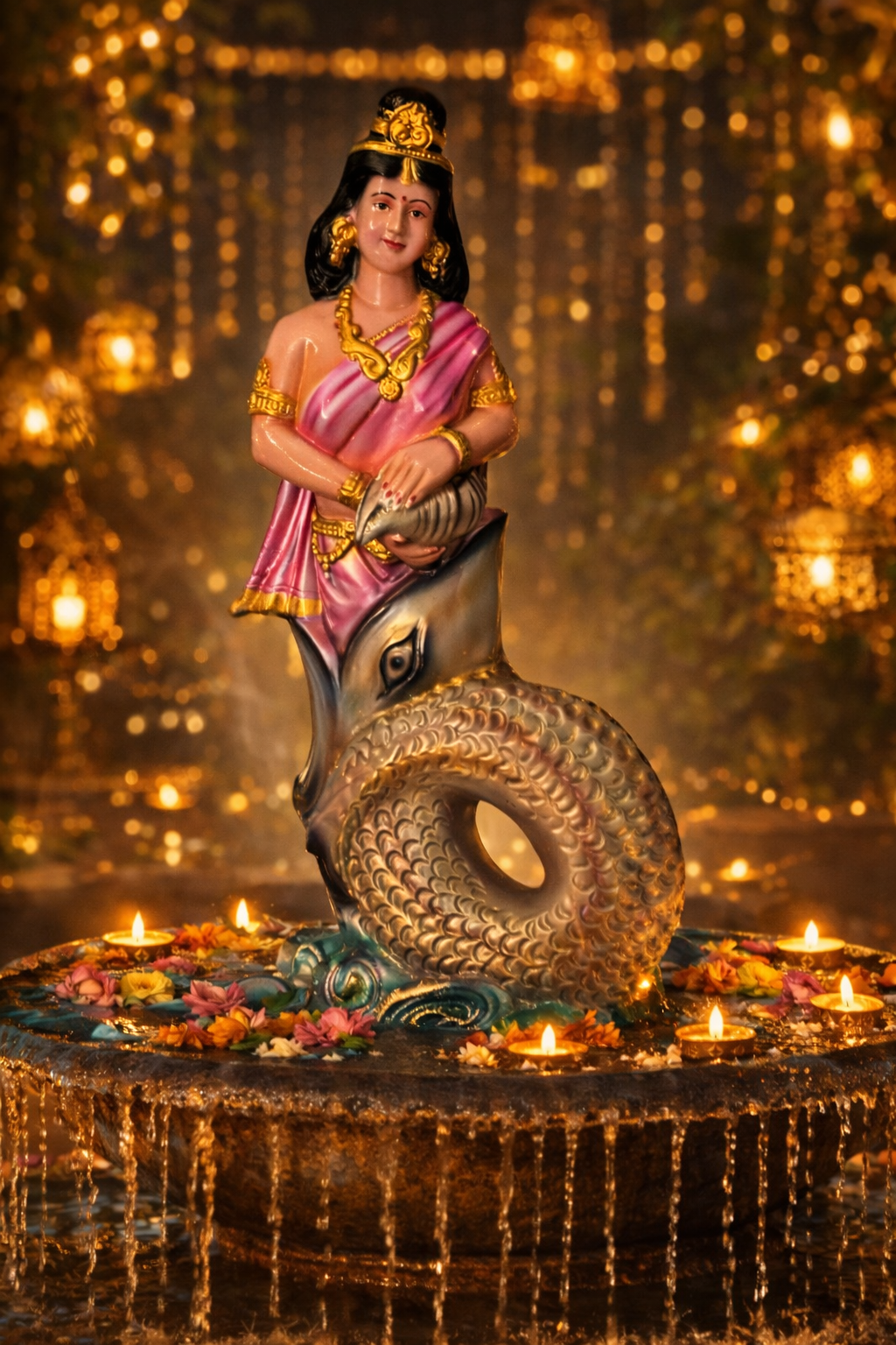 img3 Elegant Fiber Goddess Lady Idol on Swan - Image 1