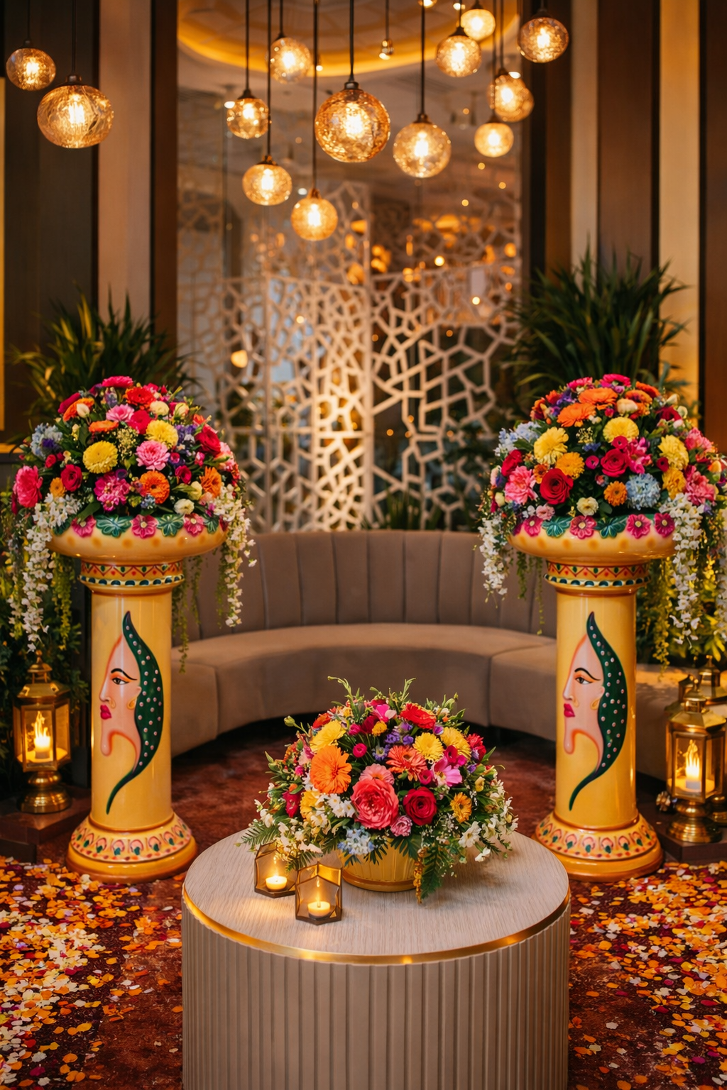 modern decoration Fiber Floral Pillar Stand - Image 1